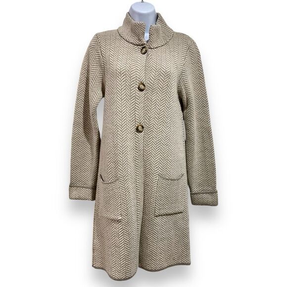 Gio & Gio Made In Italy Women's Small Tan Long Cardigan Sweater Wool Blend - Picture 1 of 9